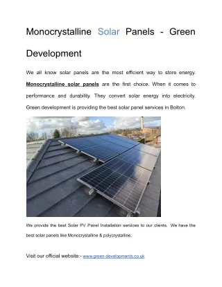 Monocrystalline Solar Panels | Green Developments