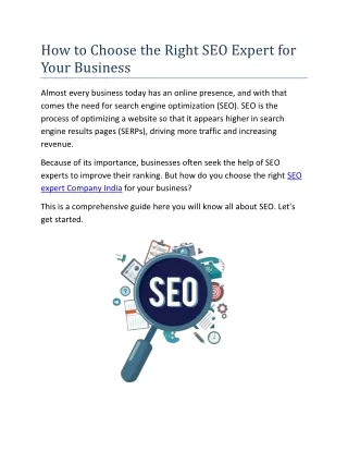 How to Choose the Right SEO Expert
