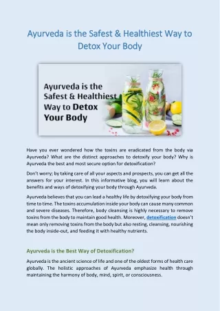 Ayurveda is the Safest & Healthiest Way to Detox Your Body
