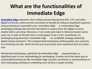 what are the functionalities of immediate edge