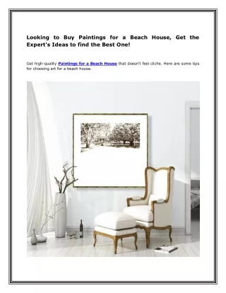 Looking to Buy Paintings for a Beach House, Get the Expert's Ideas to find the Best One!