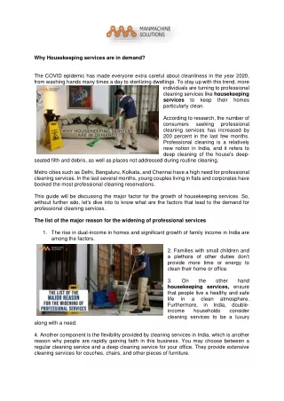 why housekeeping services are in demand the covid