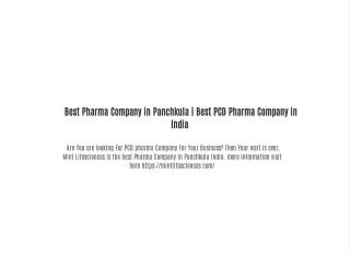 Best Pharma Company in Panchkula | Best PCD Pharma Company in India