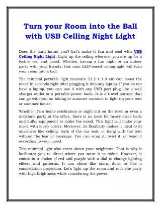 Turn your Room into the Ball with USB Celling Night Light