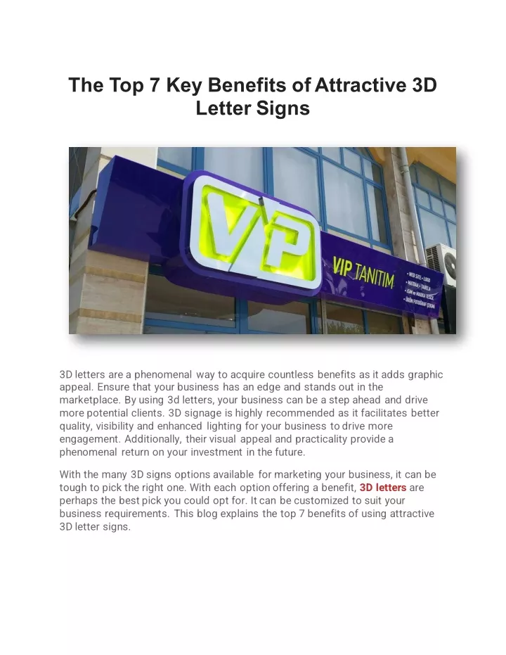 the top 7 key benefits of attractive 3d letter