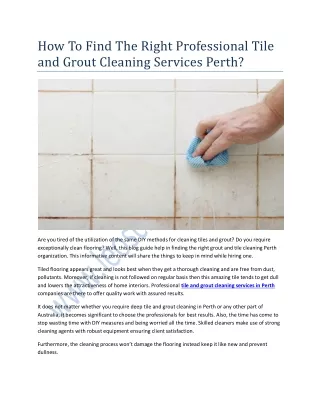 How To Find The Right Professional Tile and Grout Cleaning Services Perth