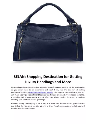 BELAN: Shopping Destination for Getting Luxury Handbags and More