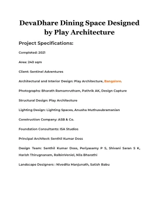 devadhare dining space designed by play