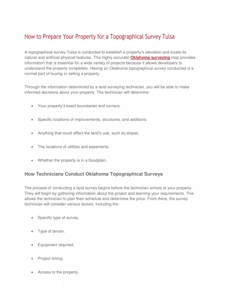 how to prepare your property for a topographical