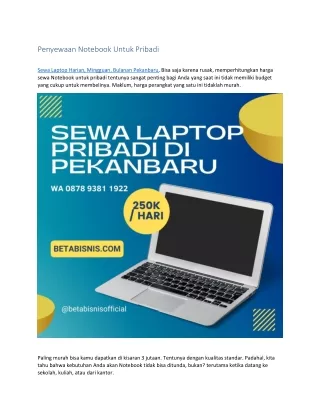 Sewa Laptop Pribadi Di Pekanbaru, WA 0878 9381 1922