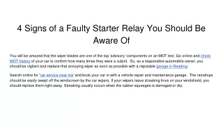 4 signs of a faulty starter relay you should be aware of