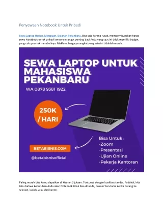 Sewa Laptop Untuk Mahasiswa Pekanbaru, WA 0878 9381 1922