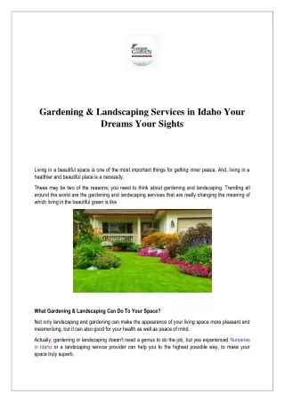 Gardening & Landscaping Services in Idaho Your Dreams Your Sights