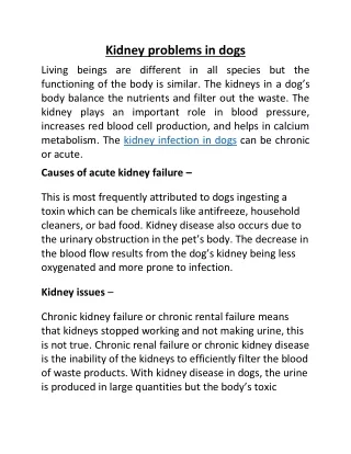 kidney problems in dogs