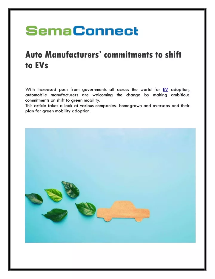 auto manufacturers commitments to shift