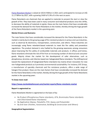 flame retardant market is valued