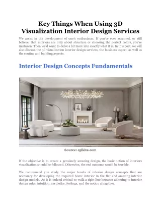 key things when using 3d visualization interior