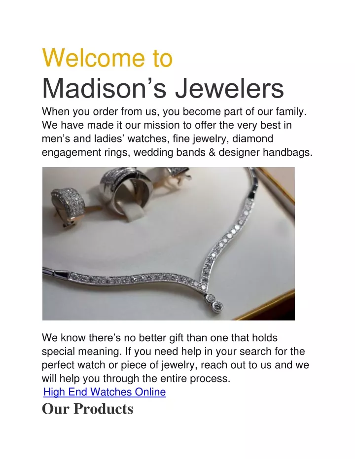 welcome to madison s jewelers when you order from