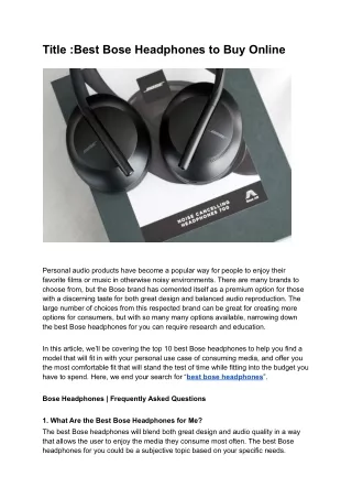 title best bose headphones to buy online
