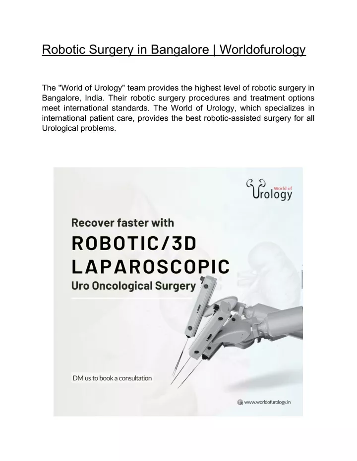 robotic surgery in bangalore worldofurology