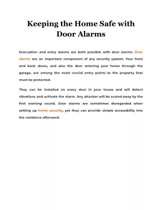 keeping the home safe with door alarms