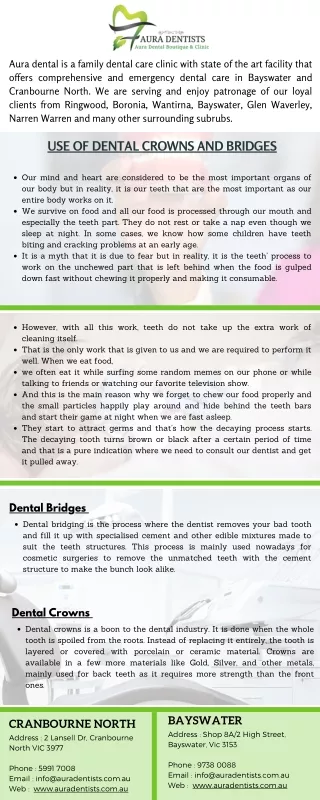 Use of Dental Crowns and Bridges