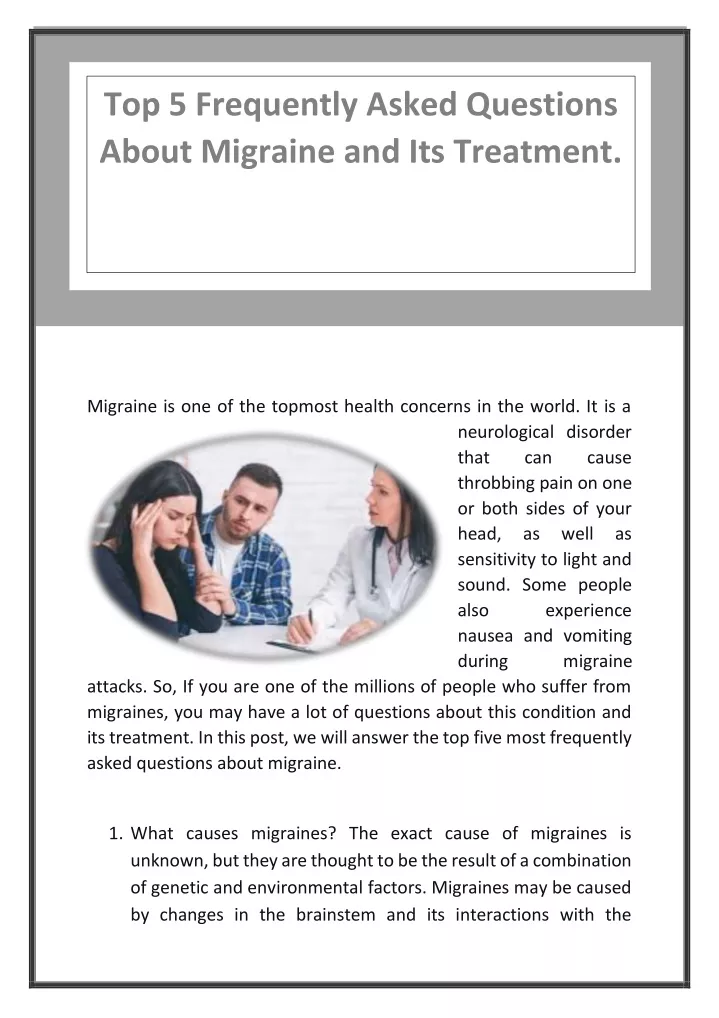 top 5 frequently asked questions about migraine