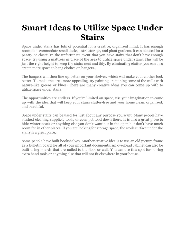 smart ideas to utilize space under stairs