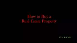 How to Buy a Real Estate Property
