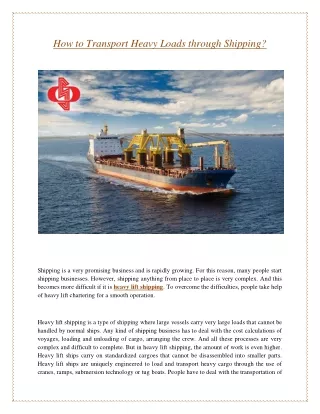 how to transport heavy loads through shipping