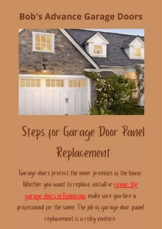 Steps for Garage Door Panel Replacement