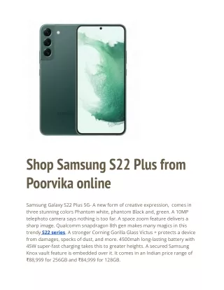 shop samsung s22 plus from poorvika online