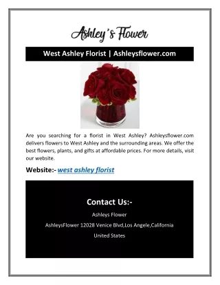West Ashley Florist | Ashleysflower.com