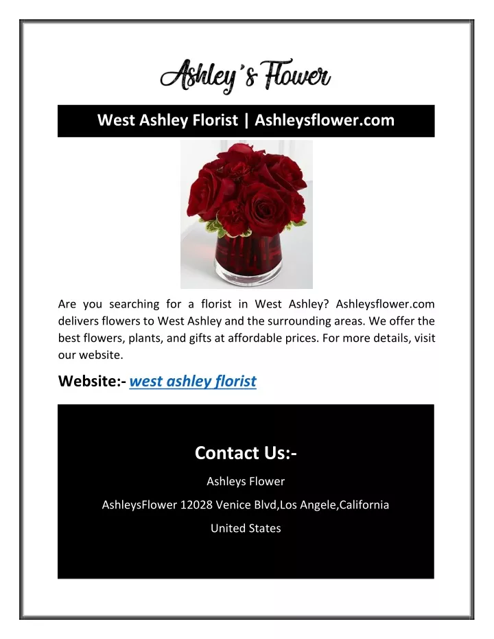west ashley florist ashleysflower com