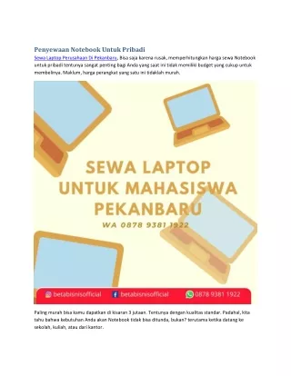 Sewa Laptop Pribadi Di Pekanbaru