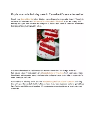 Buy homemade birthday cake In Tirunelveli From vaniscreative