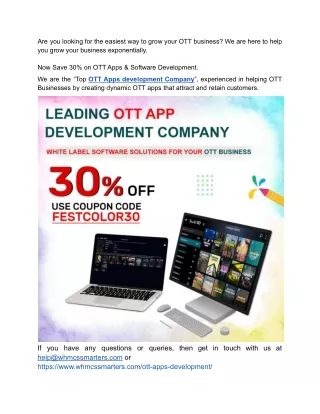 Top OTT Apps development Company - Save 30% on OTT Apps and Software development