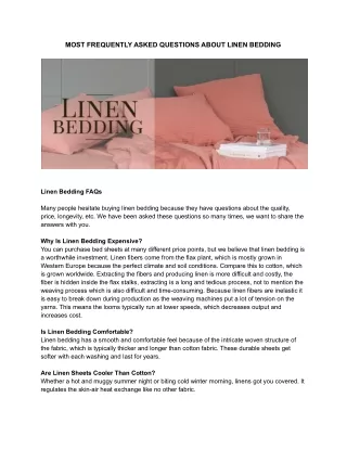 MOST FREQUENTLY ASKED QUESTIONS ABOUT LINEN BEDDING