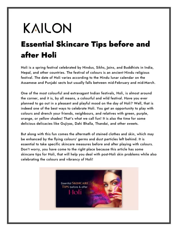 essential skincare tips before and after holi