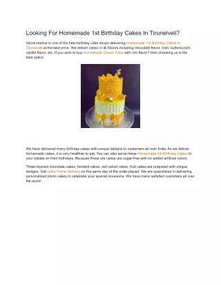 Looking For Homemade 1st Birthday Cakes In Tirunelveli