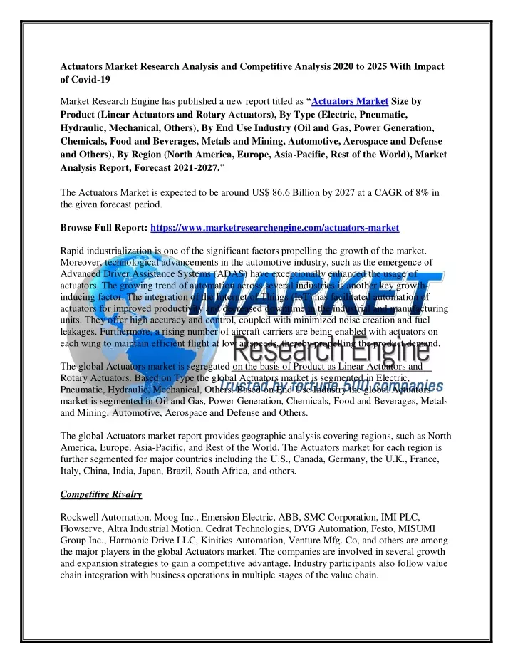 actuators market research analysis