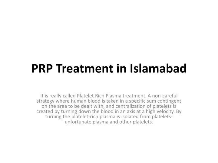 prp treatment in islamabad