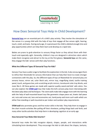 How Does Sensorial Toys Help In Child Development_