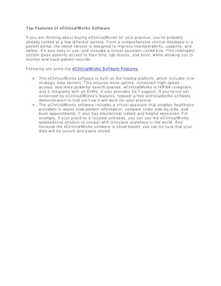 top features of eclinicalworks software