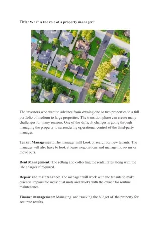 What is the role of a property manager