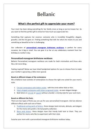 Bellanic - What's the perfect gift to appreciate your mom?