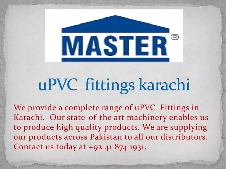 upvc fittings karachi