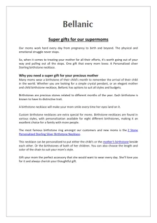 Bellanic - Super gifts for our supermoms