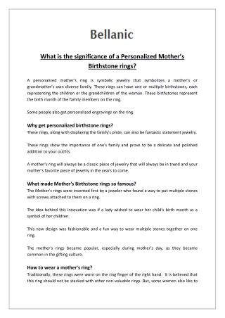 Bellanic - What is the significance of a Personalized Mother’s Birthstone rings?