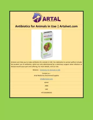 Antibiotics for Animals in Uae | Artalvet.com